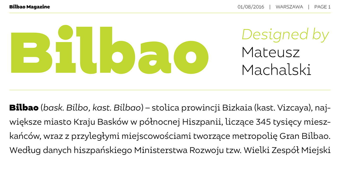 Пример шрифта Bilbao